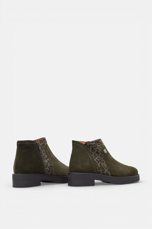 Botas Mulher Camurça Verde com Leopardo | Daydoc - 5120CL