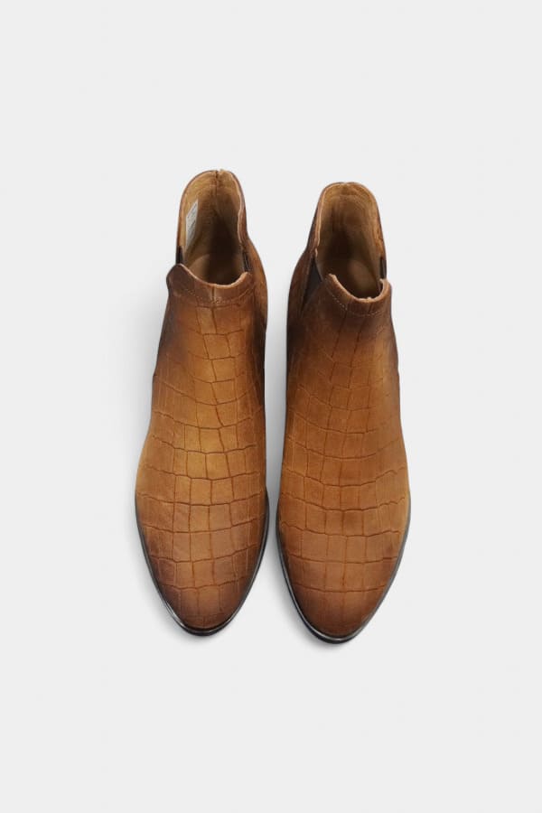 Botas de Senhora Camel Camurça Croco | Daydoc Oeiras - 2450