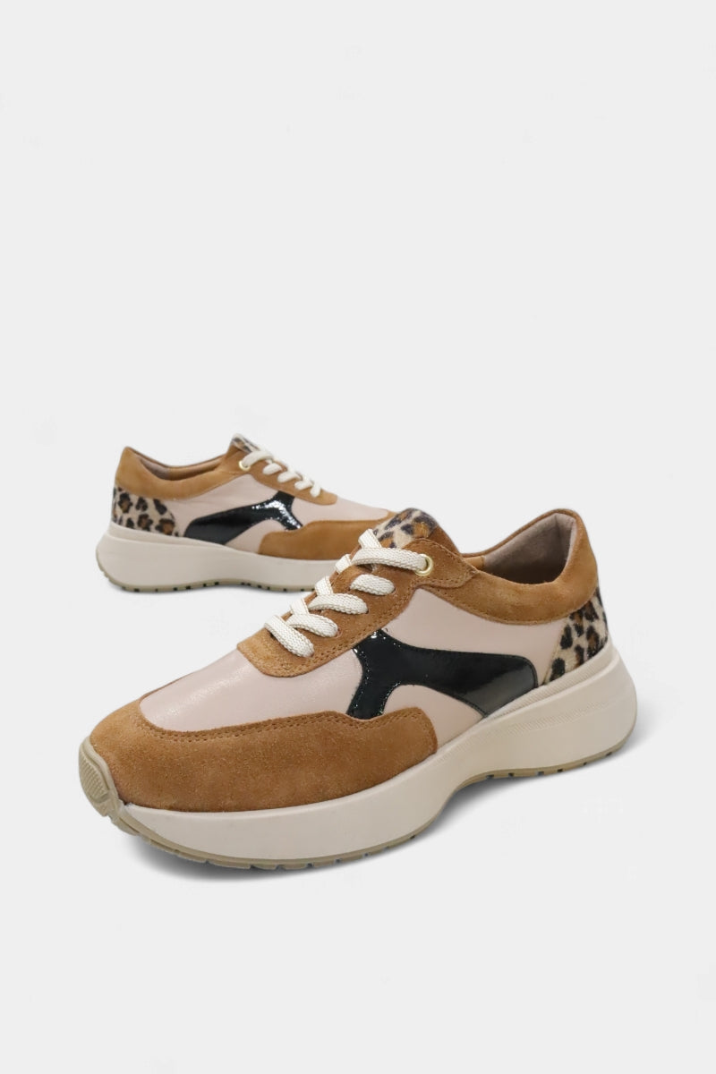 Ténis de Senhora em Pele Multicor Camel | Daydoc NAZARÉ 25153/002