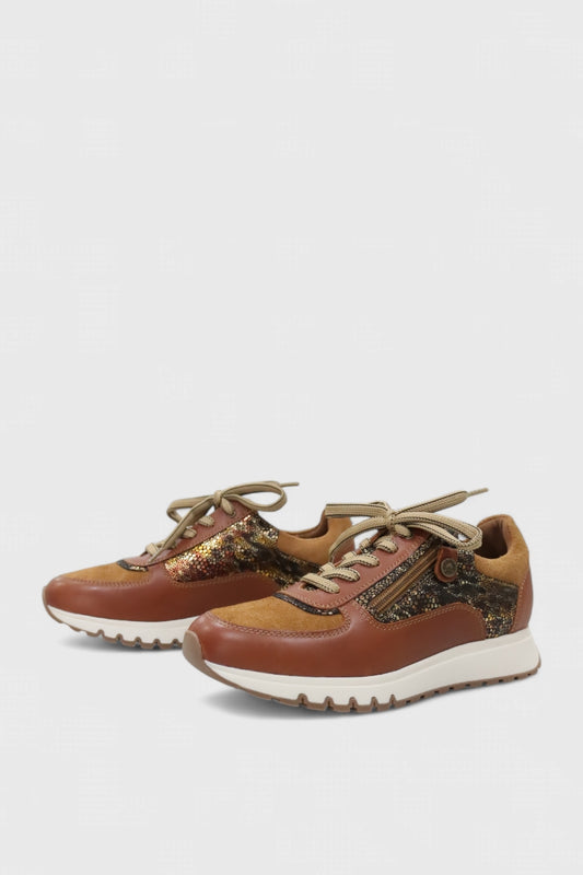 Ténis de Senhora em Pele Camel com Fecho | Daydoc SINTRA 24482