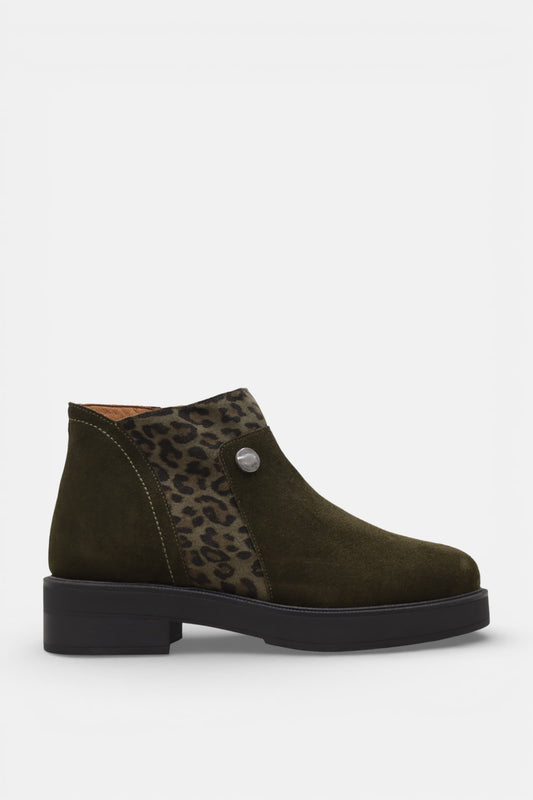 Botas Mulher Camurça Verde com Leopardo | Daydoc - 5120CL