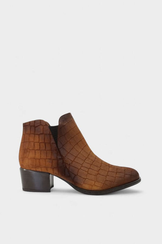 Botas de Senhora Camel Camurça Croco | Daydoc Oeiras - 2450