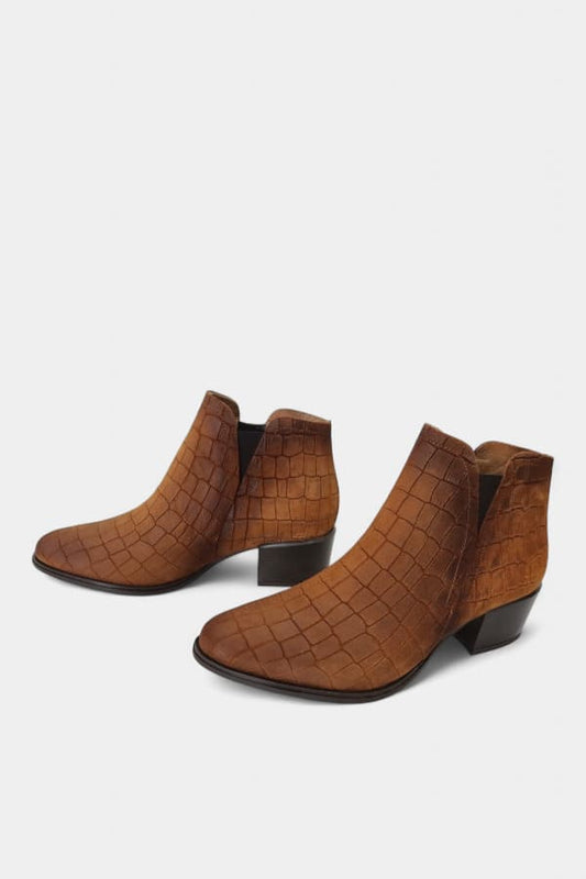 Botas de Senhora Camel Camurça Croco | Daydoc Oeiras - 2450