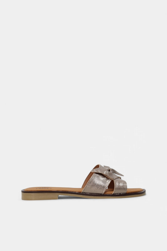 Chinelo raso Daydoc Ancara em pele bronze