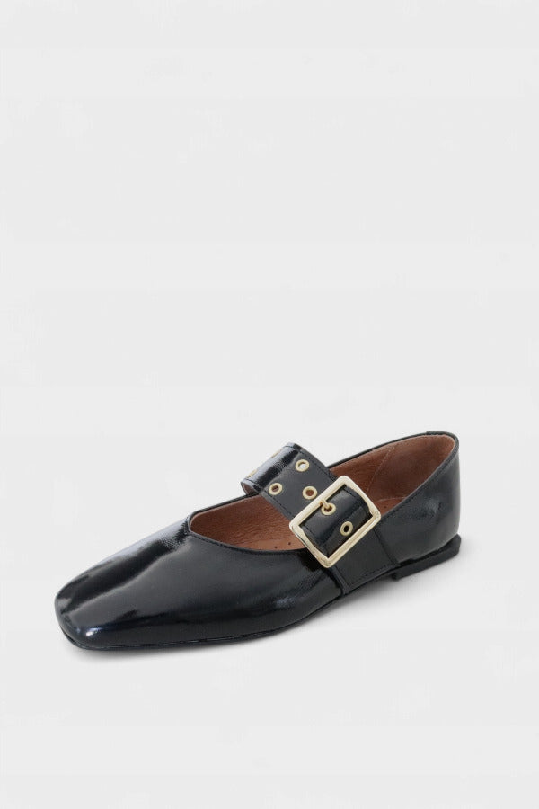 Sabrinas Mary Jane de salto baixo em pele envernizada para mulher Daydoc Bordéus preto