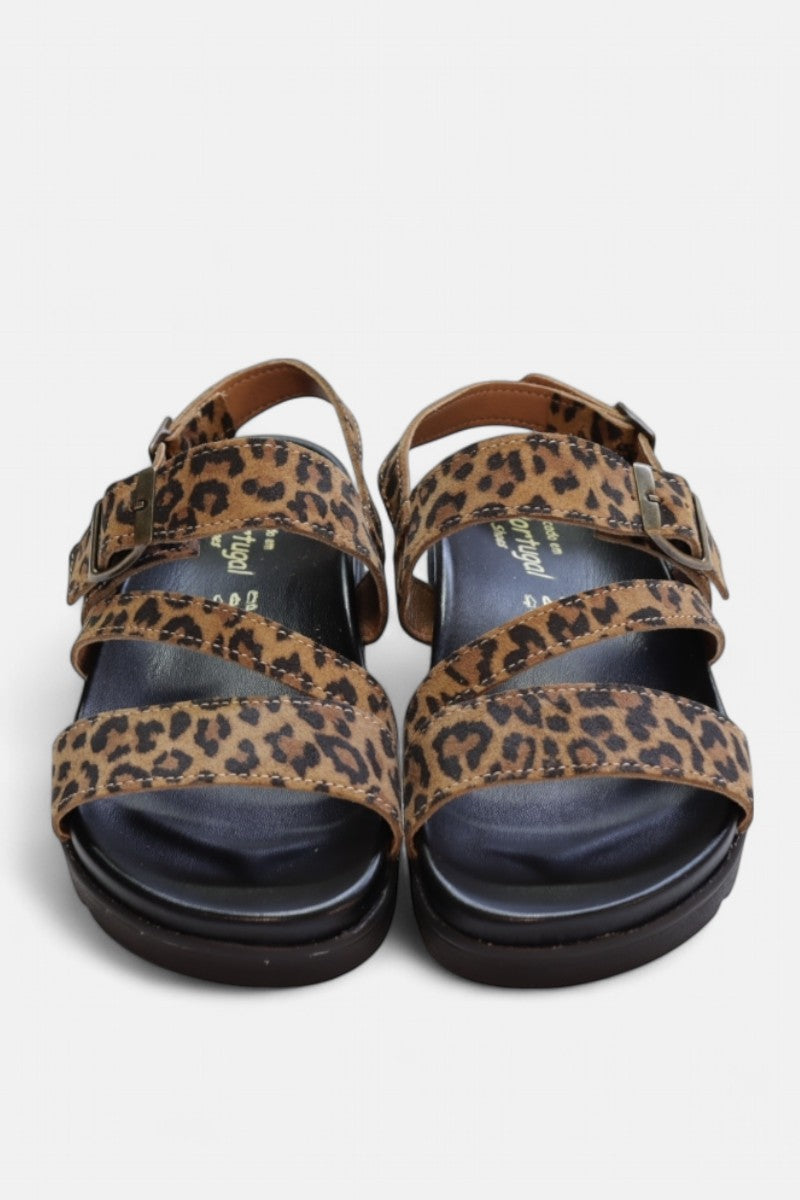Sandálias papete em camurça para mulher animal print leopardo - Daydoc Janina