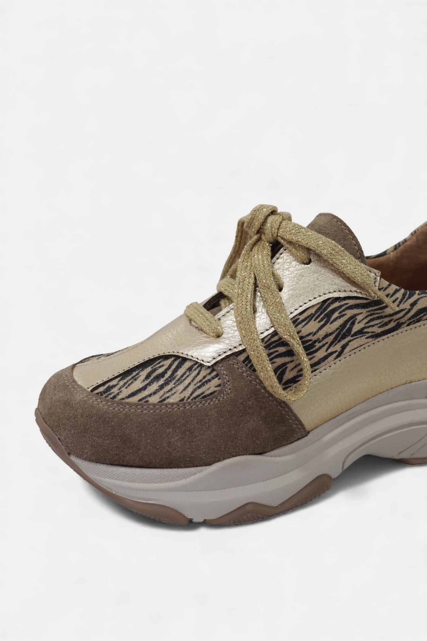 Sapatilhas em pele e camurça para mulher Daydoc Barcelona bege