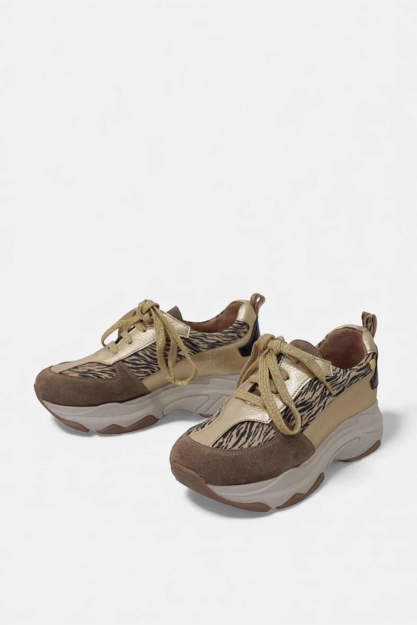 Sapatilhas em pele e camurça para mulher Daydoc Barcelona bege