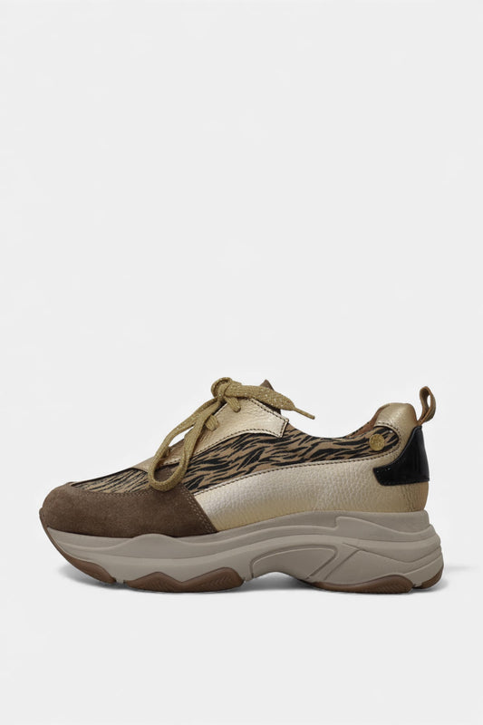 Sapatilhas em pele e camurça para mulher Daydoc Barcelona bege