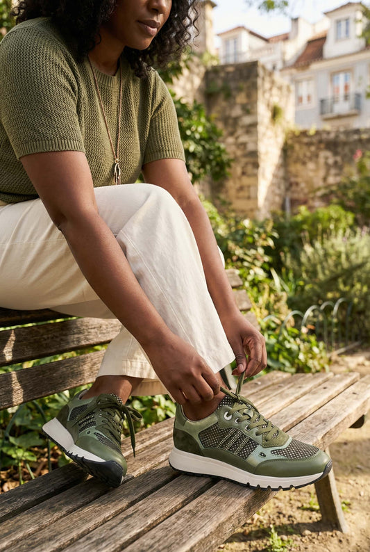 Sapatilhas em pele para mulher Daydoc Mafra verde