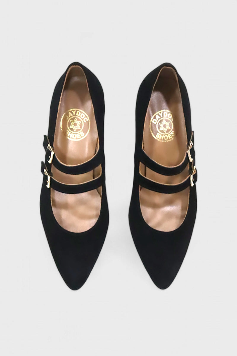 Sapatos Mary Jane de salto médio em camurça para mulher Filadélfia preto