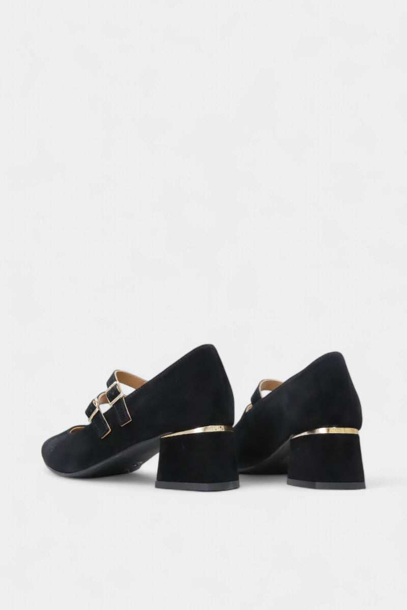 Sapatos Mary Jane de salto médio em camurça para mulher Filadélfia preto