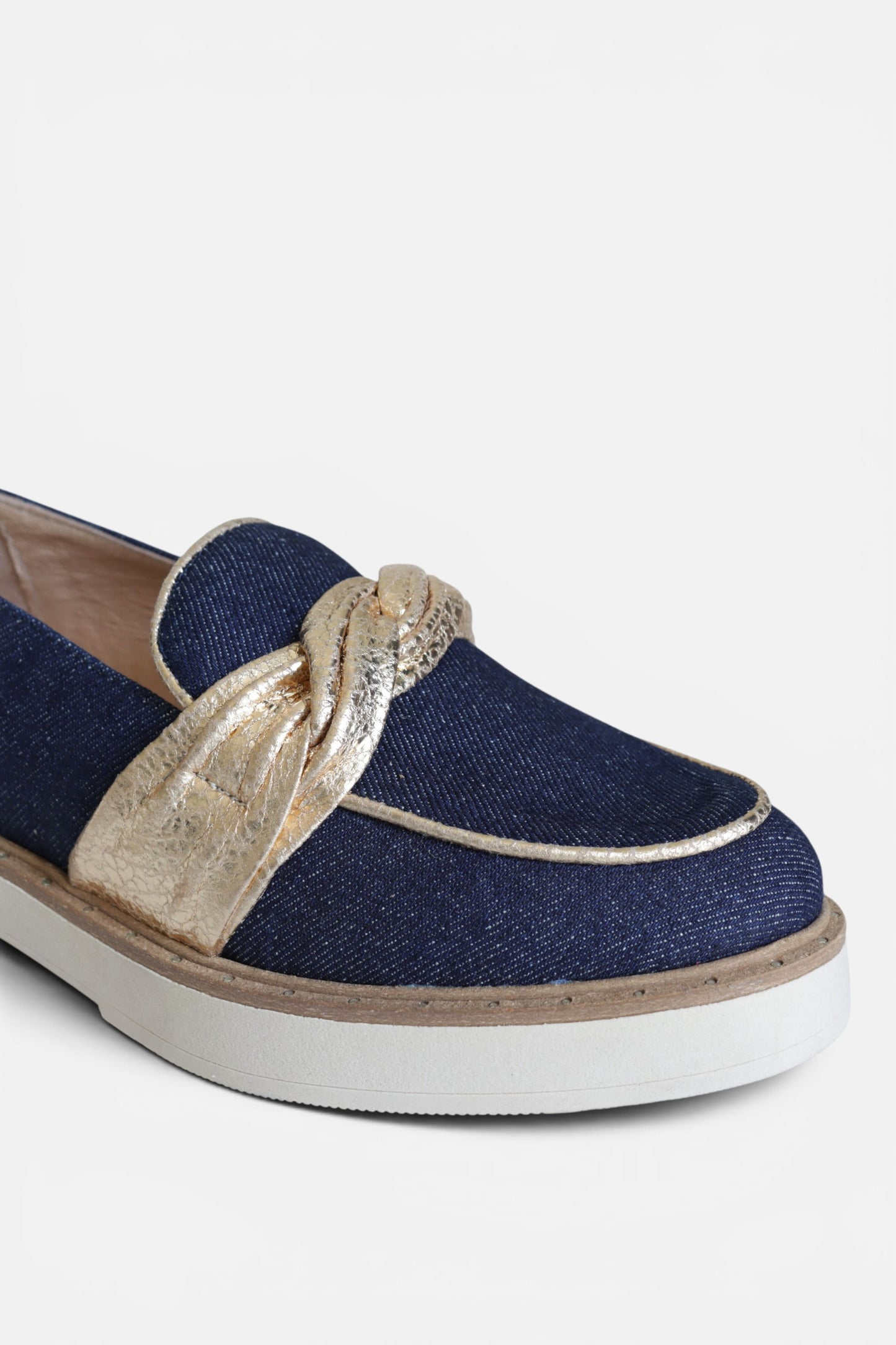 Sapatos de salto baixo em têxtil ganga para mulher Daydoc Colmar azul jeans