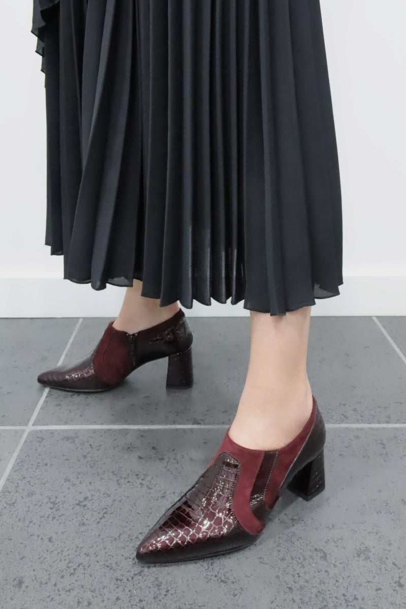 Sapatos de salto alto em pele para mulher mulher Daydoc Funchal bordô