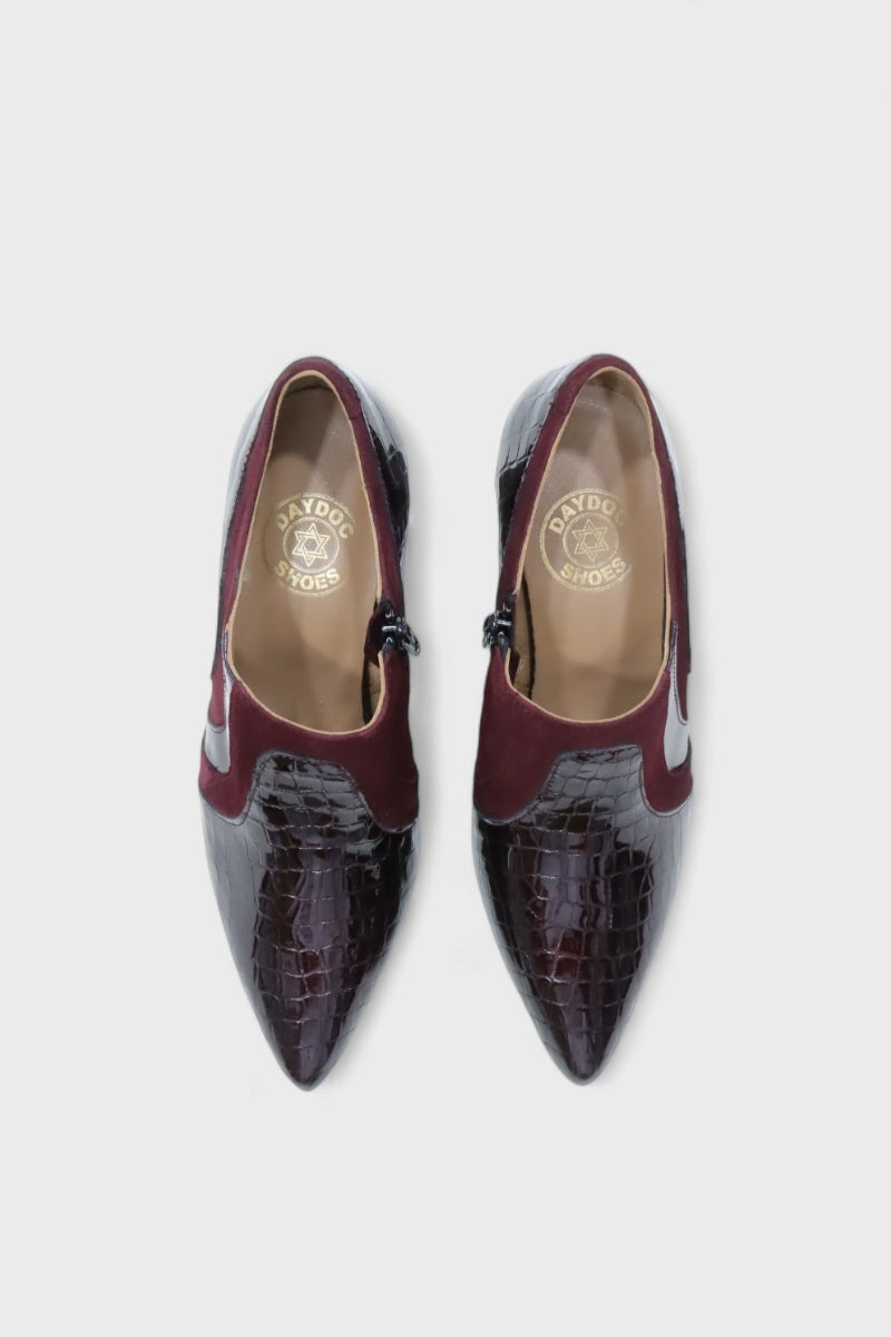 Sapatos de salto alto em pele para mulher mulher Daydoc Funchal bordô