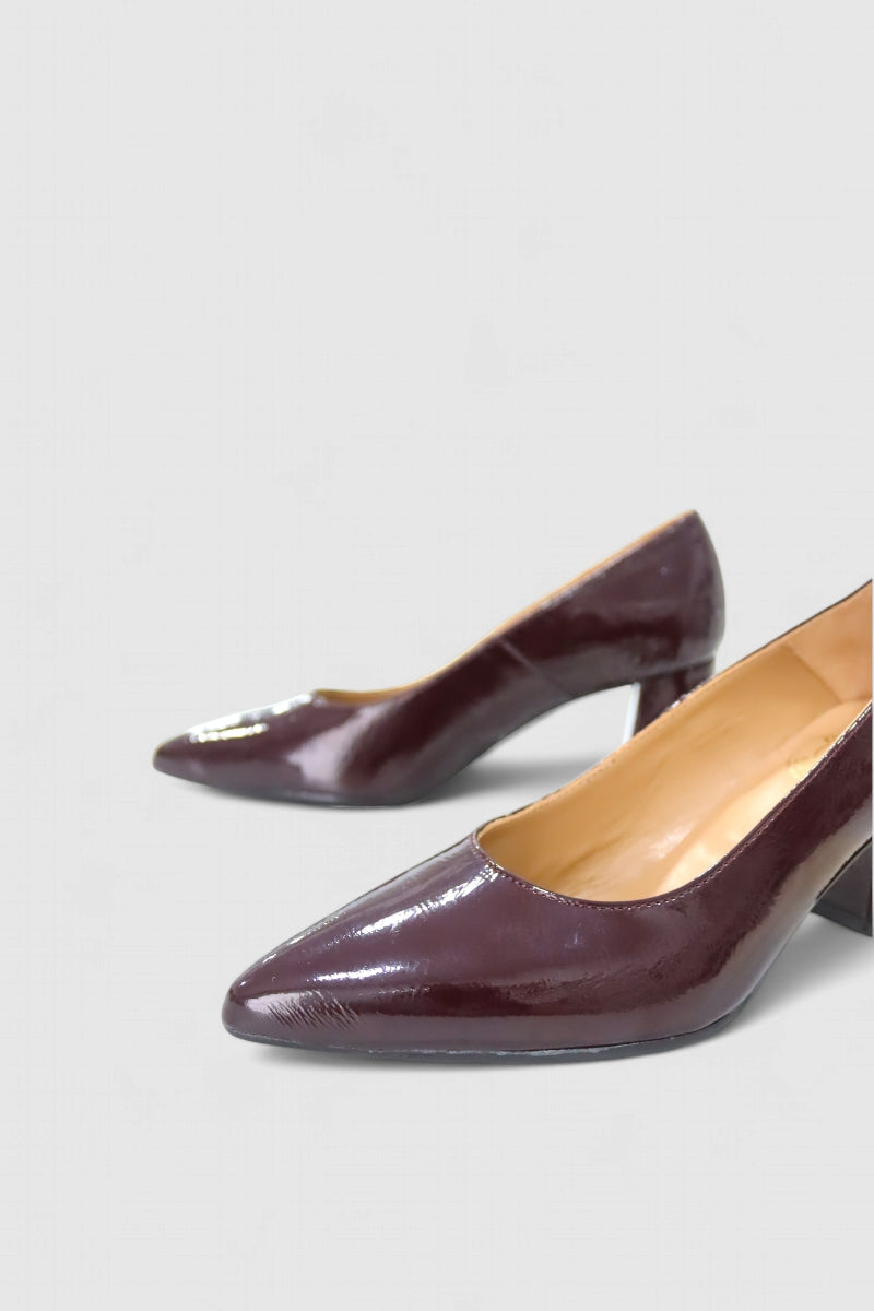 Sapatos de salto alto em pele envernizada para mulher Daydoc Estoril bordô
