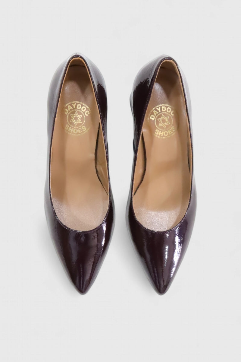 Sapatos de salto alto em pele envernizada para mulher Daydoc Estoril bordô