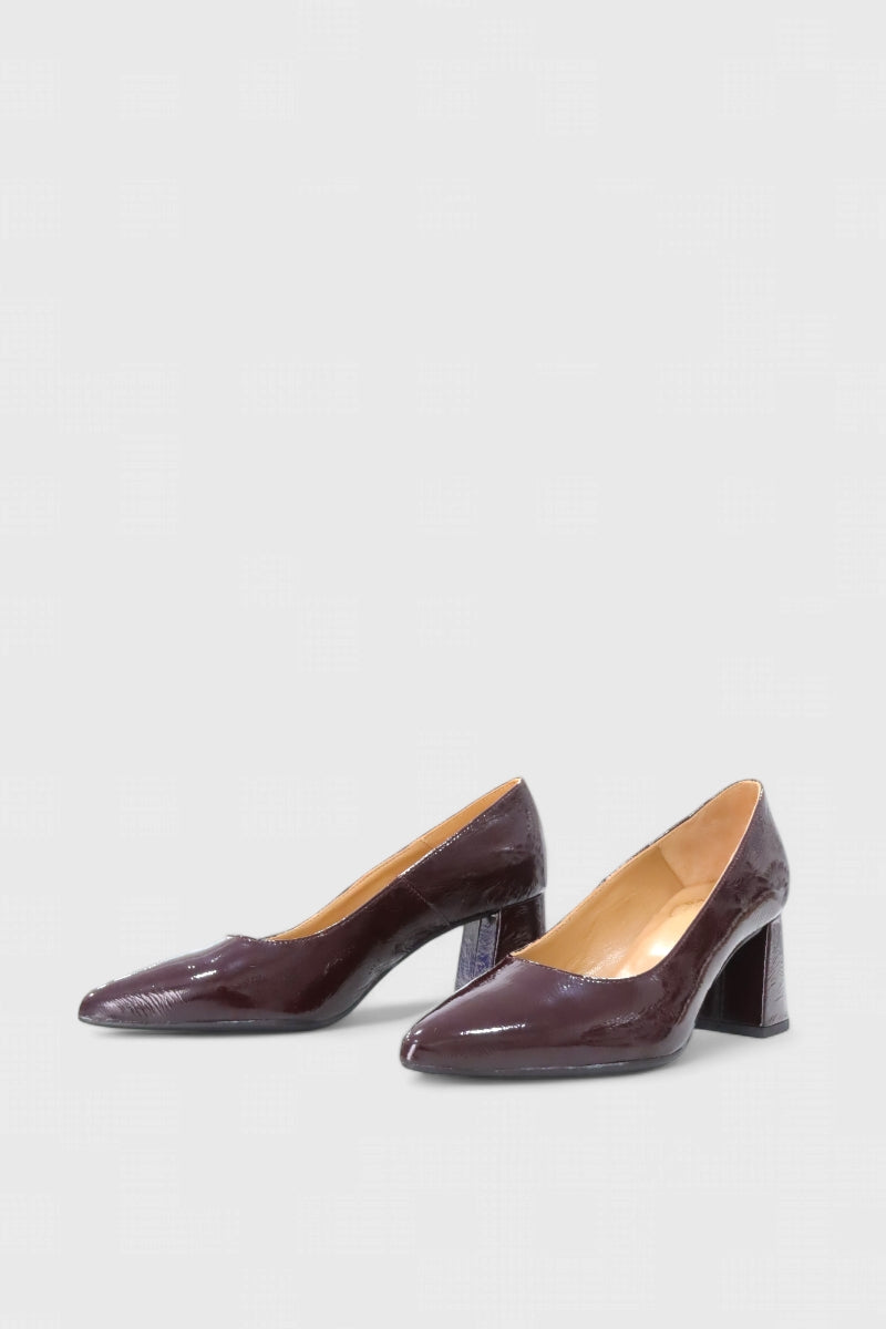 Sapatos de salto alto em pele envernizada para mulher Daydoc Estoril bordô