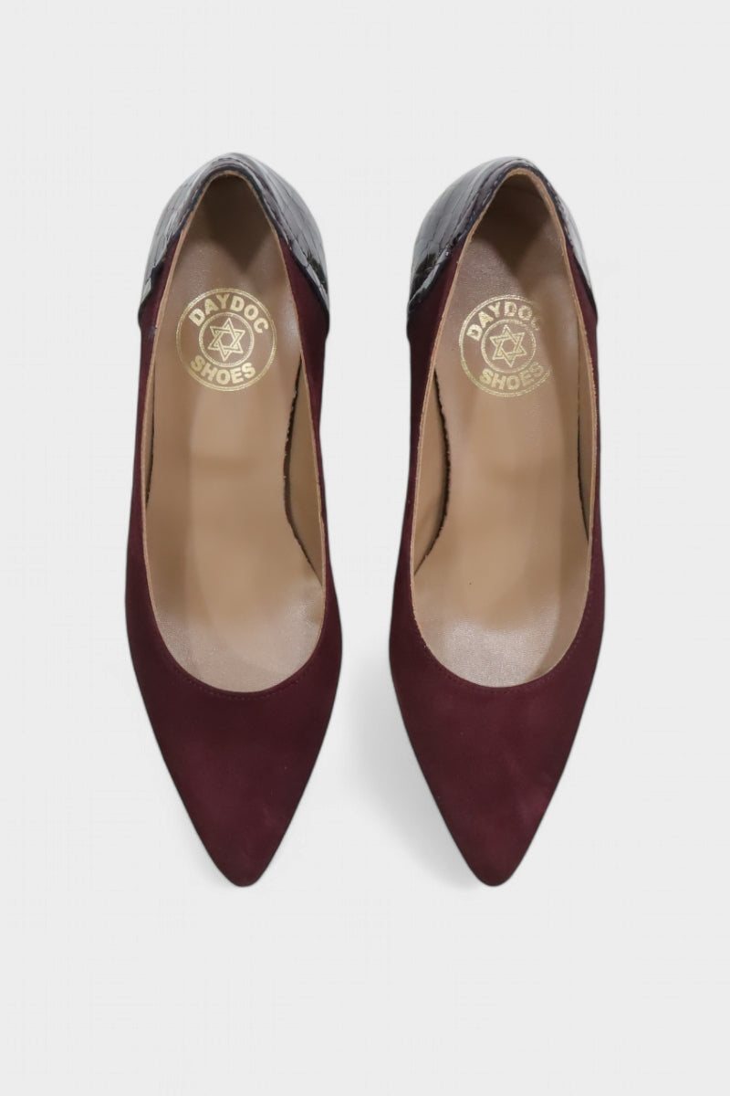 Sapatos de salto médio em camurça para mulher Daydoc Cascais bordô