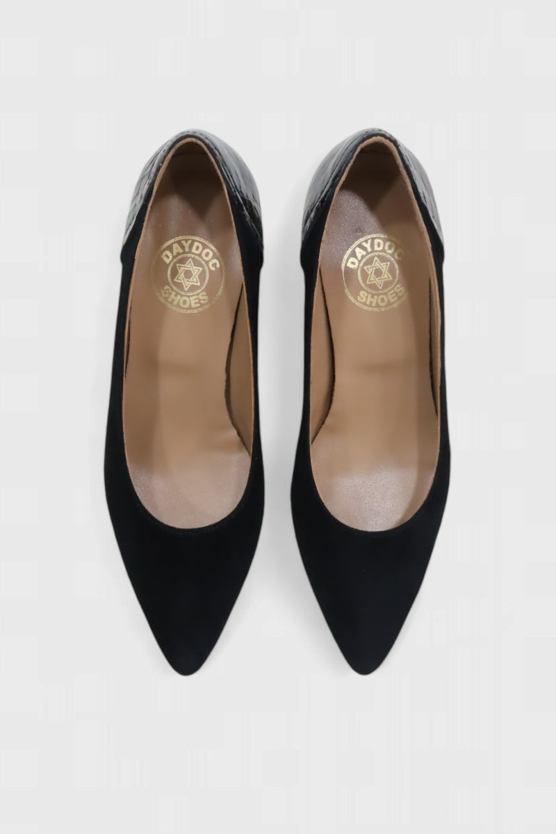 Sapatos de salto médio em camurça para mulher Daydoc Cascais preto
