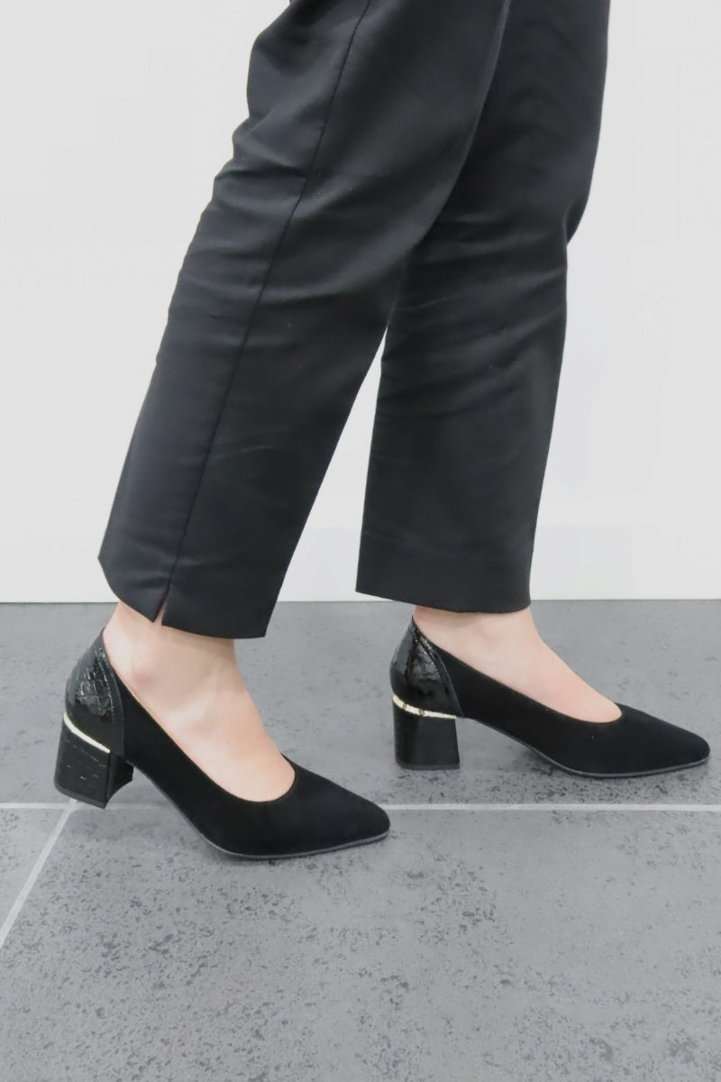 Sapatos de salto médio em camurça para mulher Daydoc Cascais preto