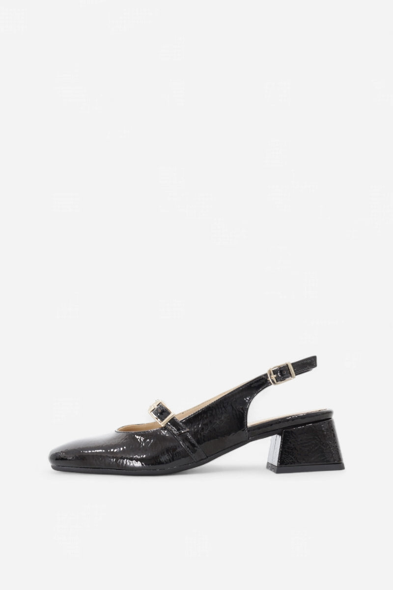Sapatos pretos slingback com fivela Mary Jane