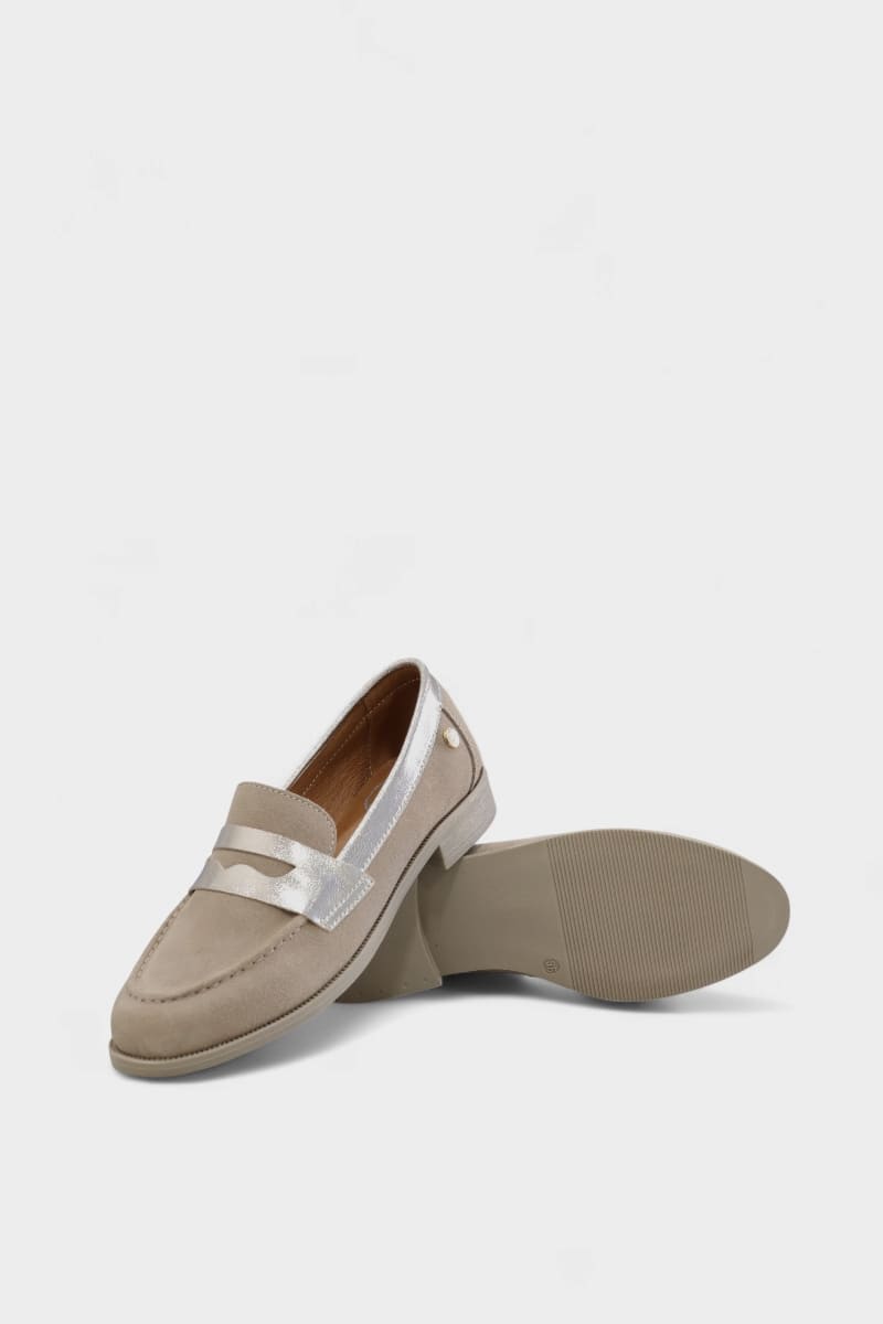 Sapatos mocassim de camurça para mulher Daydoc Londres bege