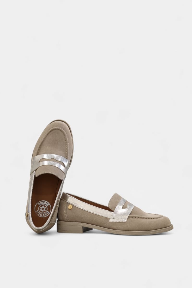 Sapatos mocassim de camurça para mulher Daydoc Londres bege