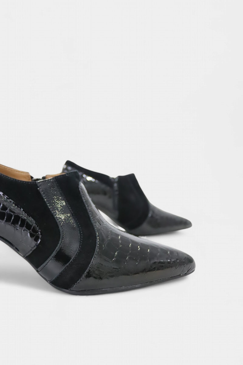 Sapatos de salto alto em pele envernizada e camurça para mulher Daydoc Funchal preto