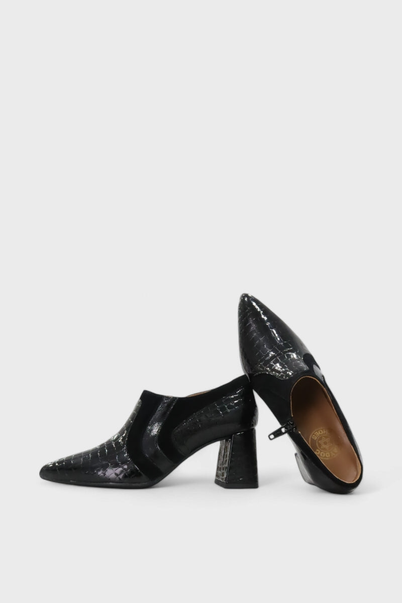Sapatos de salto alto em pele envernizada e camurça para mulher Daydoc Funchal preto