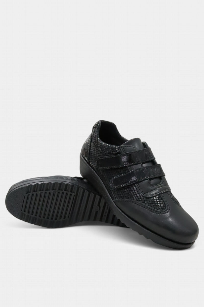 Sapatos de velcro em pele Daydoc Houston na cor preto